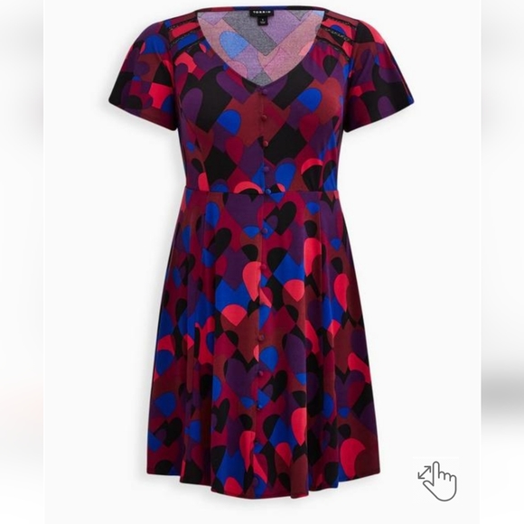 Torrid Studo Knit Flutter Sleeve Multi Heart Mini Dress - Picture 5 of 10